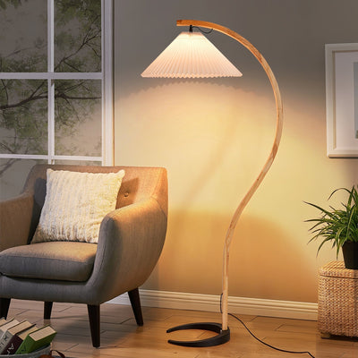 Lampe sur Pied Caprani – Design Scandinave 70’s avec Base en Bois et Métal