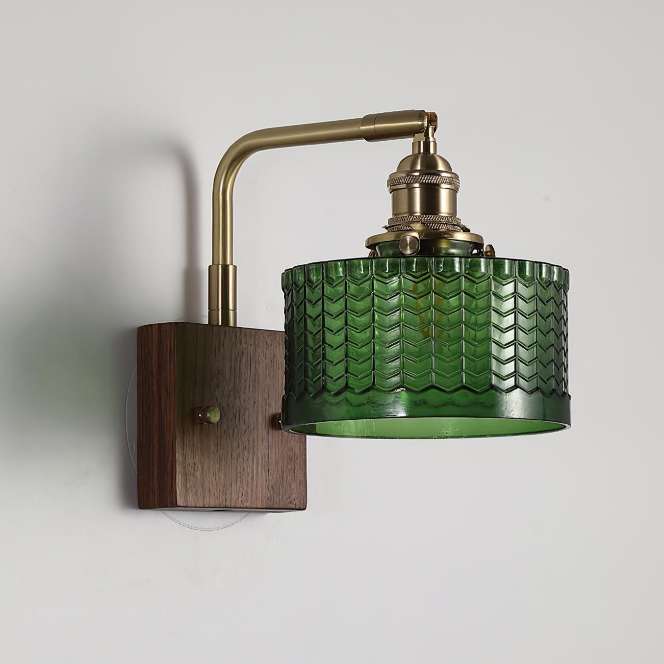 Applique Murale Camela – Éclairage Rustique avec Verre Artisanal et Base en Bois