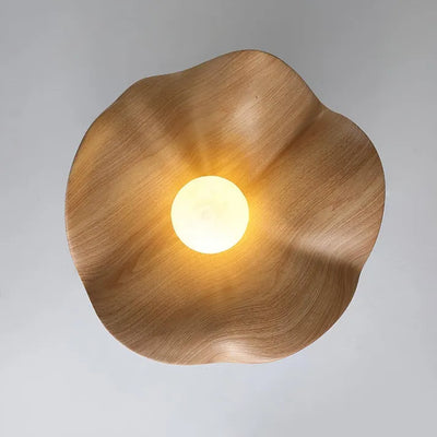 Plafonnier Lotus en Bois Nordic – Lampe Design en Résine et Métal, Inspiration Naturelle pour Salon ou Chambre