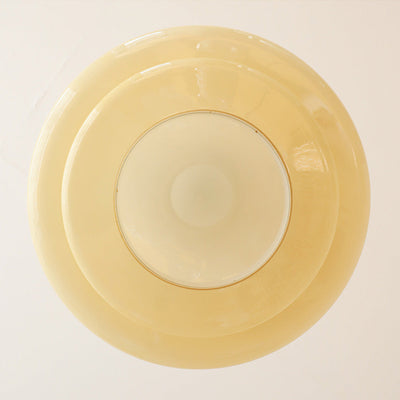Suspension Bauhaus en Verre Crème Jaune - Élégance Vintage et Design Moderne