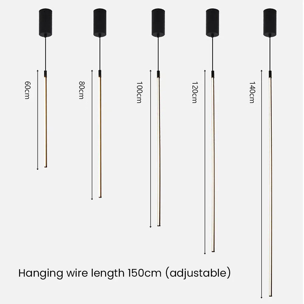 Suspension LED Longue Minimaliste en Aluminium – Lampe Moderne et Élégante
