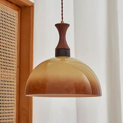 Lampe Pendante Ferme en Verre Ambre - Design Vintage Rustique