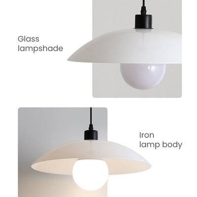 Suspension Minimaliste en Verre Blanc – Lampe Moderne à Design Épuré