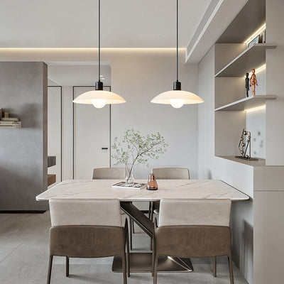 Suspension Minimaliste en Verre Blanc – Lampe Moderne à Design Épuré
