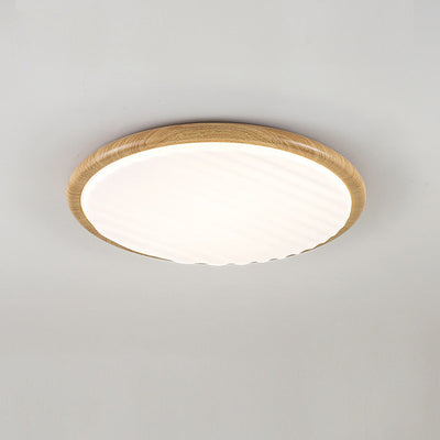 Plafonnier LED Rond Wooden Wrinkles - Design Naturel et Moderne pour Chambre
