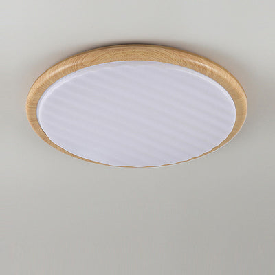 Plafonnier LED Rond Wooden Wrinkles - Design Naturel et Moderne pour Chambre