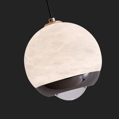 Suspension Globale en Alabastre avec Socle en Marbre - Design Nordique Élégant
