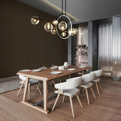 Lampe Design Moderne ELARA – Suspension avec Anneau LED et Boules en Verre