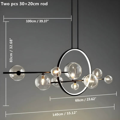 Lampe Design Moderne ELARA – Suspension avec Anneau LED et Boules en Verre