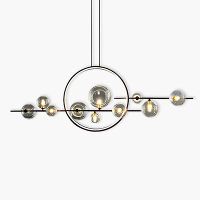 Lampe Design Moderne ELARA – Suspension avec Anneau LED et Boules en Verre