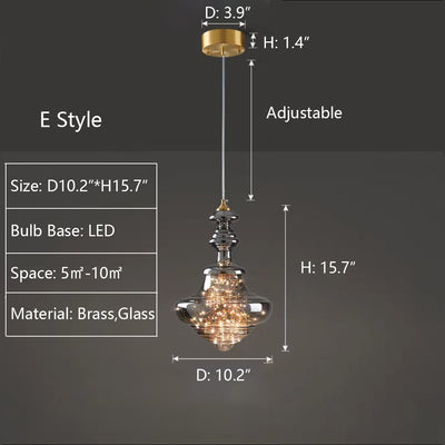 Suspension Moderne en Verre et Laiton – Éclairage Élégant pour Salon et Cuisine