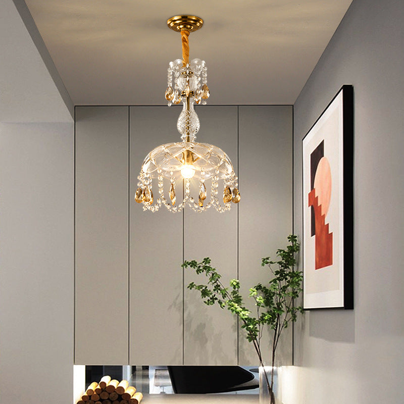 Abat-jour en Rattan et Cristal - Éclairage LED Élégant, Idéal pour Salon, Cuisine, ou Terrasse