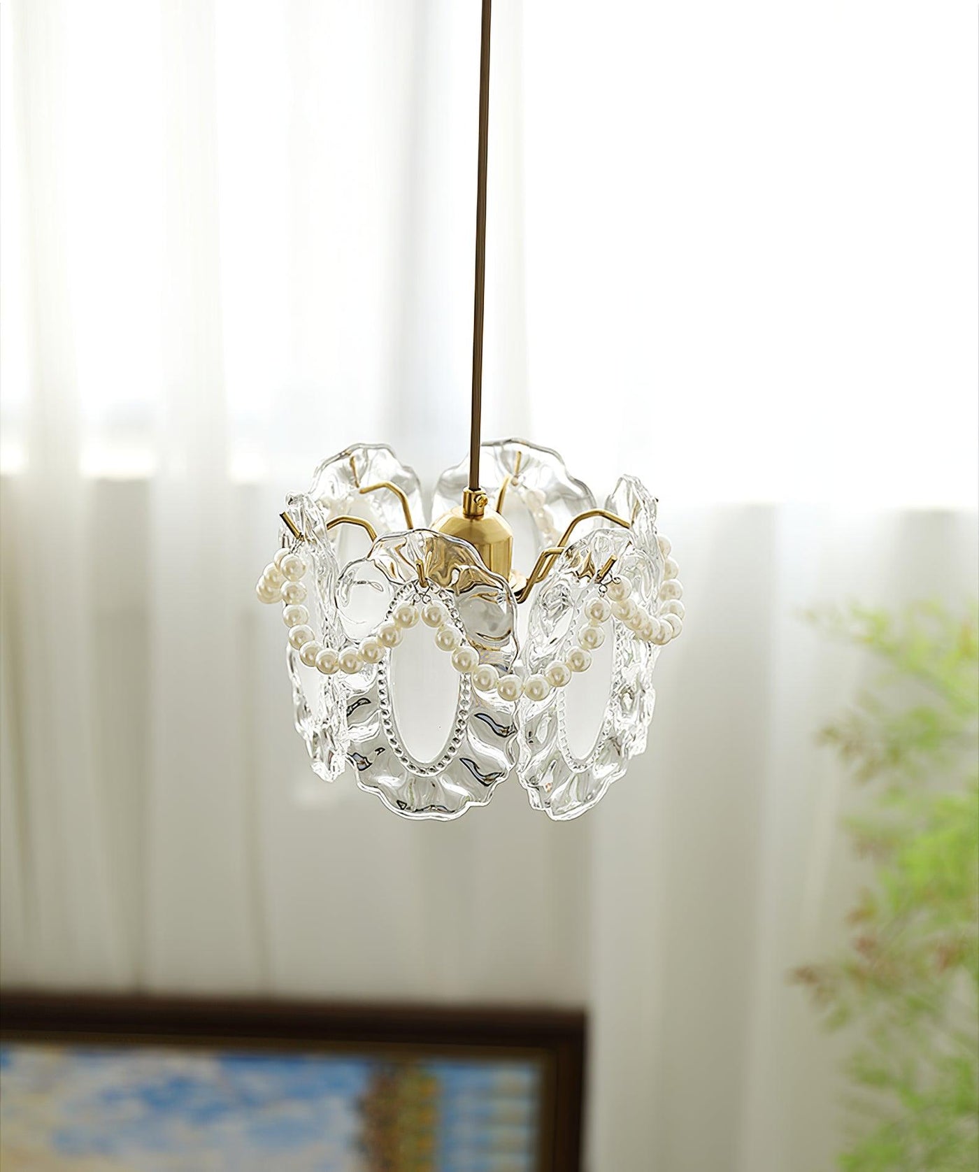 Suspension Luminaire en Verre Floral – Élégant et Raffiné, Design Naturel, LED Compatible