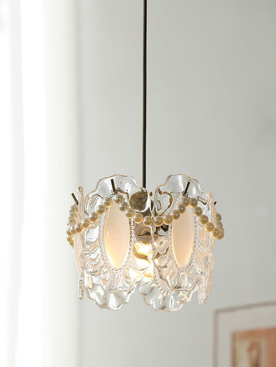 Suspension Luminaire en Verre Floral – Élégant et Raffiné, Design Naturel, LED Compatible