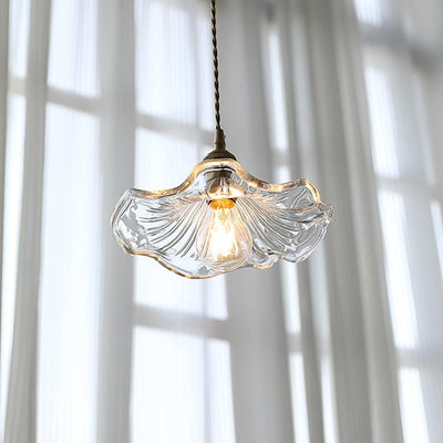 Suspension Flower Glass - Lampe en Verre Transparent, Design Rétro Élégant