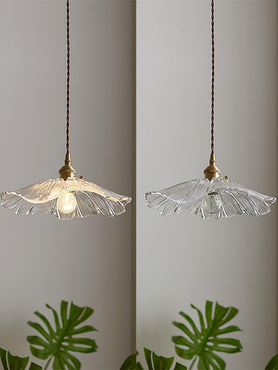 Suspension Flower Glass - Lampe en Verre Transparent, Design Rétro Élégant