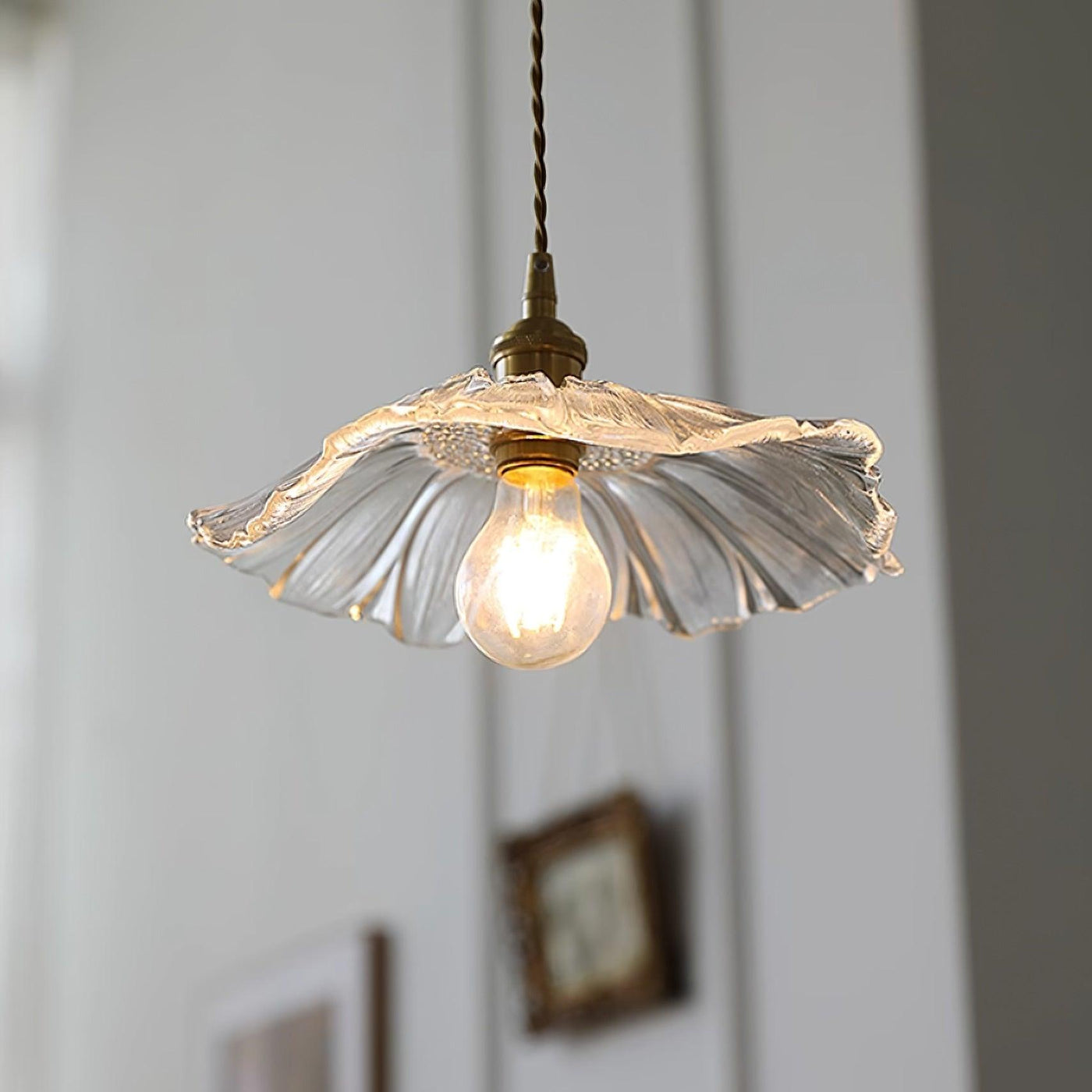 Suspension Flower Glass - Lampe en Verre Transparent, Design Rétro Élégant