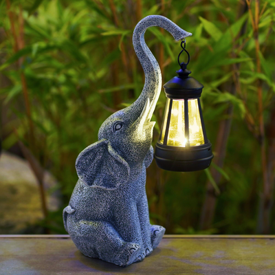 Lampe Éléphant Solaire – Lumière Apaisante pour Jardin avec Éclairage Doré
