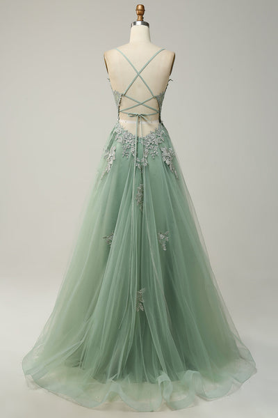Élégante Robe de Bal A-Ligne avec Bretelles Spaghetti et Laçage – Modèle Julia