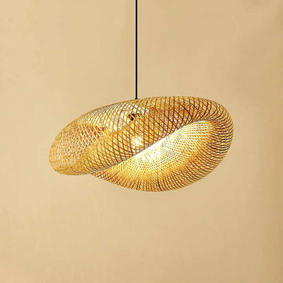 Lampe Pendante Artisanale en Bambou avec Abat-jour en Rotin – Éclairage Naturel et Élégant