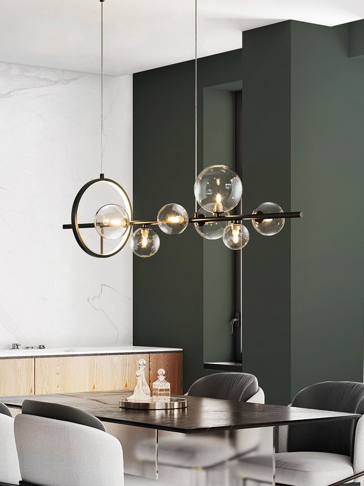 Chandelier Transparent en Verre - Design Unique en Forme de Bulles pour un Intérieur Moderne