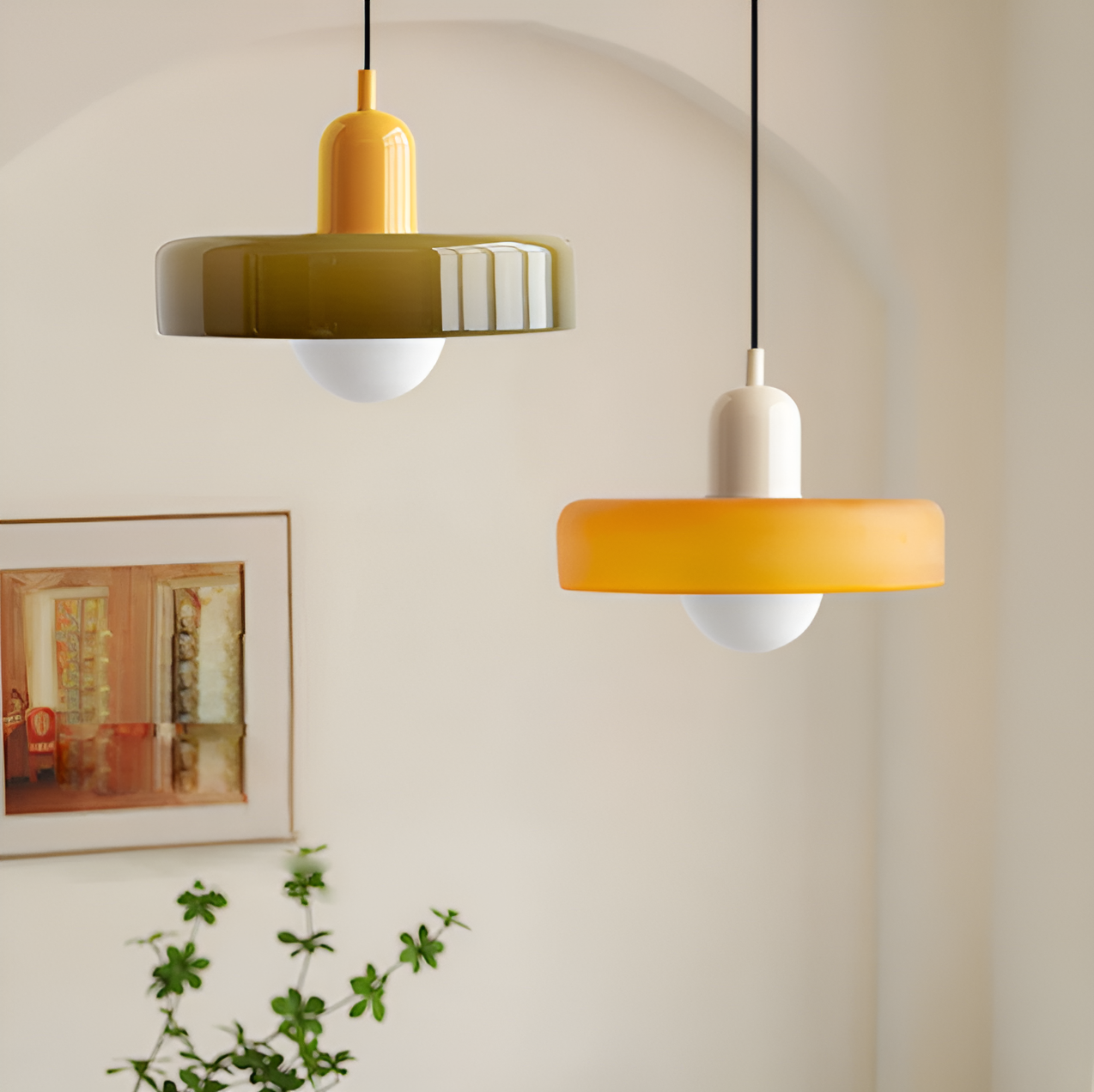 GlampGlow - Suspension luminaire en Verre Ajustable et Colorée, Applique Moderne