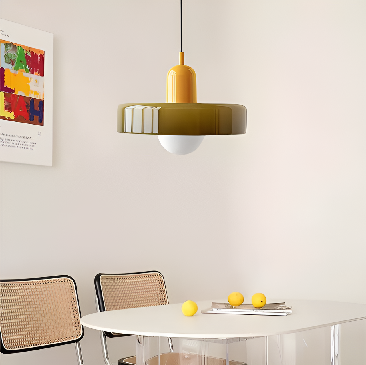 GlampGlow - Suspension luminaire en Verre Ajustable et Colorée, Applique Moderne