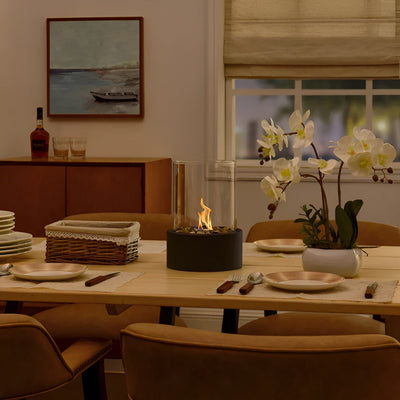 ElegantFire - Table à Feu au Design Élégant avec Base en Métal Noir
