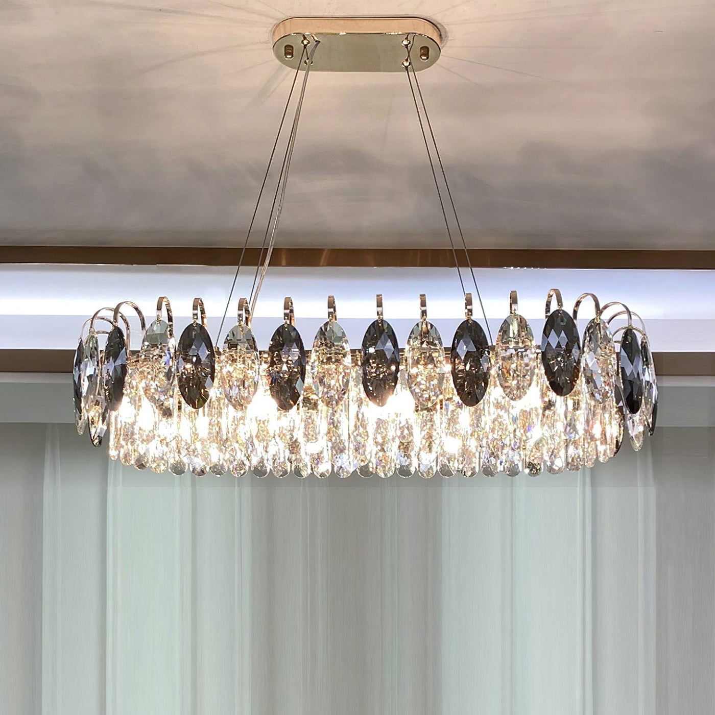 Chandelier Cristal K9 - Luminaire Élégant en Métal Rose Gold, LED Dimmable, Plusieurs Tailles