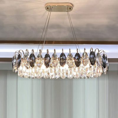 Chandelier Cristal K9 - Luminaire Élégant en Métal Rose Gold, LED Dimmable, Plusieurs Tailles