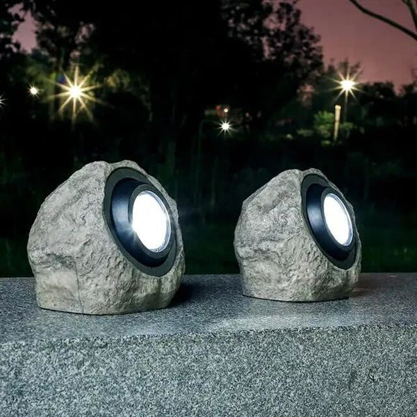 Lampe Solaire LED Rocky - Design Naturel en Pierre avec Tête de Lampe Réglable et Résistance IP65