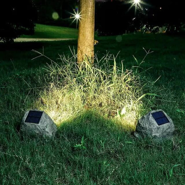 Lampe Solaire LED Rocky - Design Naturel en Pierre avec Tête de Lampe Réglable et Résistance IP65