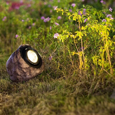 Lampe Solaire LED Rocky - Design Naturel en Pierre avec Tête de Lampe Réglable et Résistance IP65