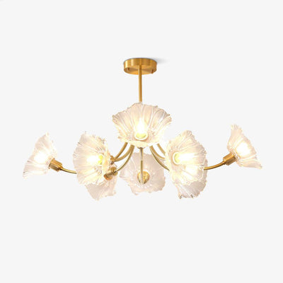 Lustre Kalin en Verre et Laiton - Design Élégant de Fleurs pour Salon et Salle à Manger