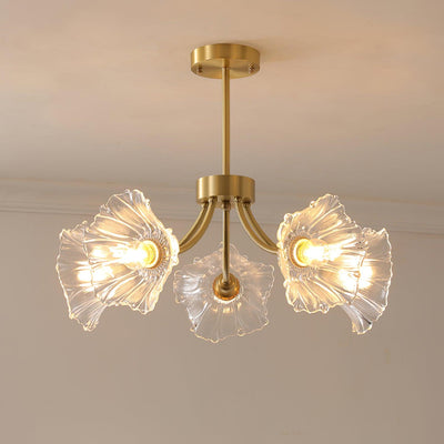 Lustre Kalin en Verre et Laiton - Design Élégant de Fleurs pour Salon et Salle à Manger