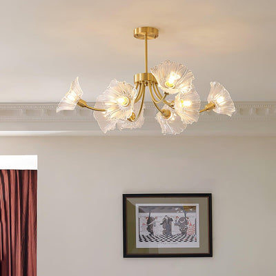 Lustre Kalin en Verre et Laiton - Design Élégant de Fleurs pour Salon et Salle à Manger