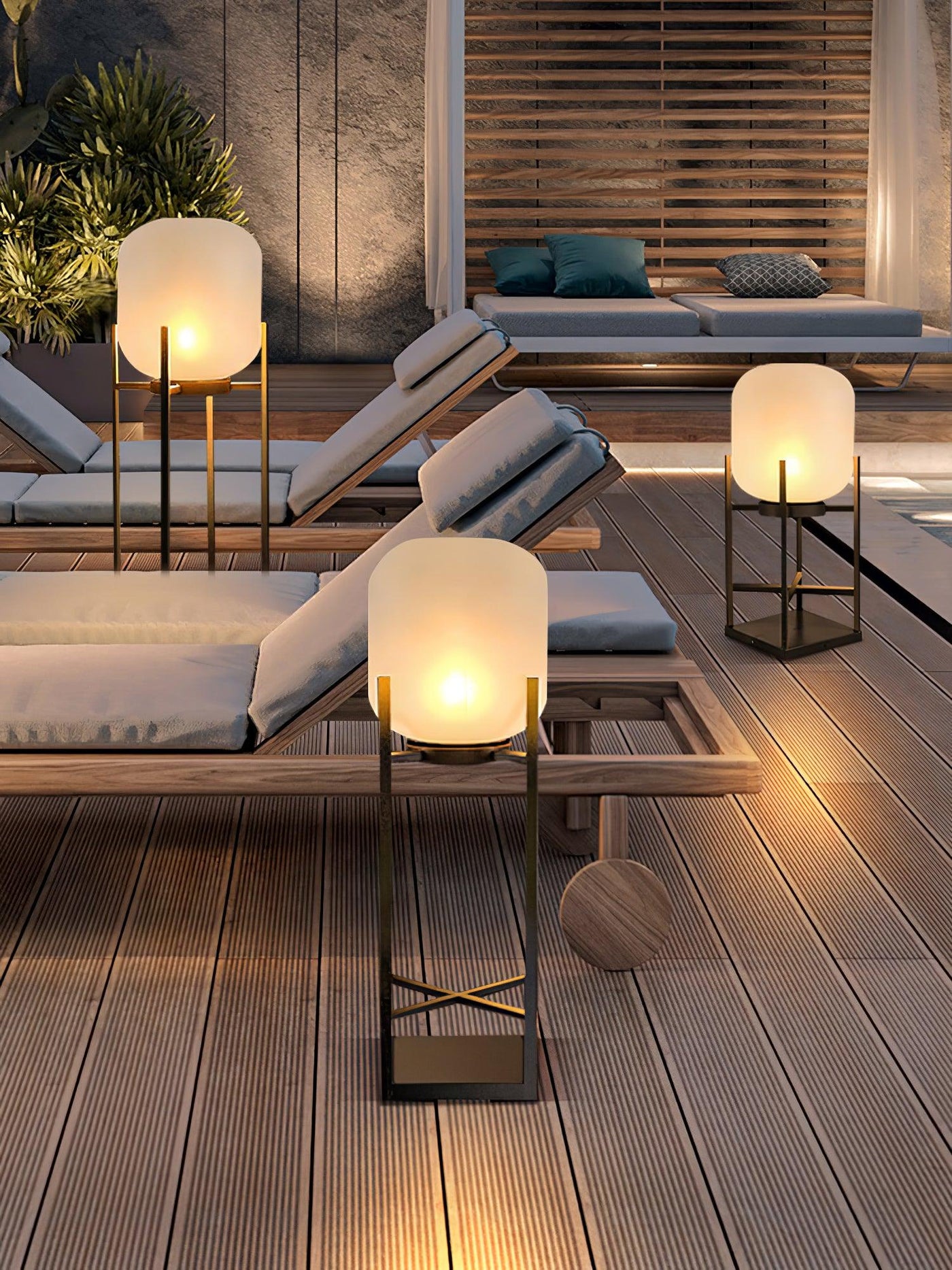 Lampe Solarium Extérieure en Acier Inoxydable et Verre – Éclairage LED Automatique IP65