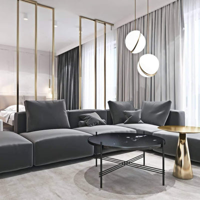 Suspension Mondsichel en Acryl et Laiton - Éclairage LED Moderne et Élégant