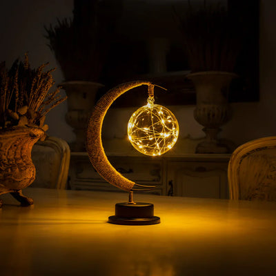 Lampe Lunaire Enchantée - Lune Magique en Verre avec Lumière LED