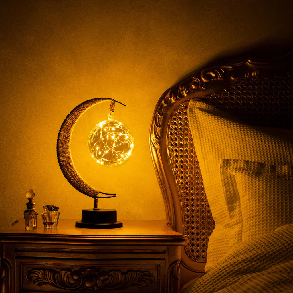 Lampe Lunaire Enchantée - Lune Magique en Verre avec Lumière LED