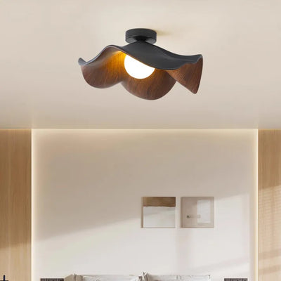 Plafonnier Lotus en Bois Nordic – Lampe Design en Résine et Métal, Inspiration Naturelle pour Salon ou Chambre