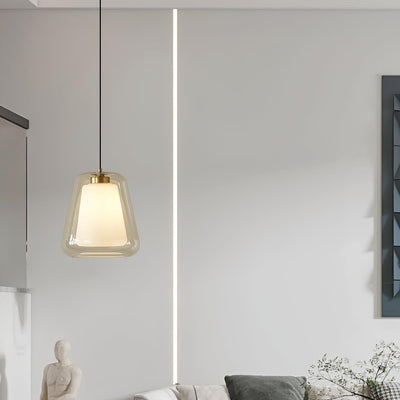 Suspension Lucinda en Verre - Lampe Moderne avec Base en Métal et Éclairage LED