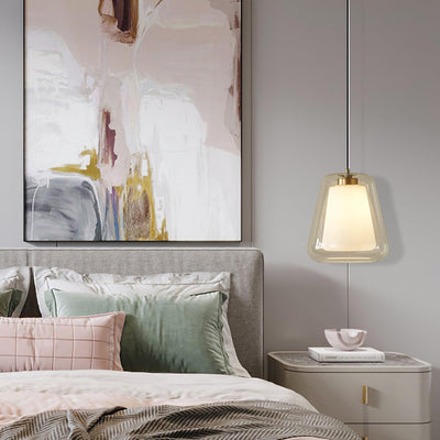 Suspension Lucinda en Verre - Lampe Moderne avec Base en Métal et Éclairage LED