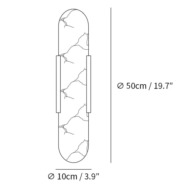 Applique Murale Melange Elongée en Albâtre - Design Élégant avec Détails en Laiton