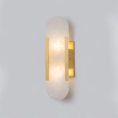 Applique Murale Melange Elongée en Albâtre - Design Élégant avec Détails en Laiton