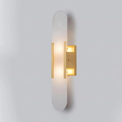 Applique Murale Melange Elongée en Albâtre - Design Élégant avec Détails en Laiton