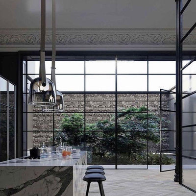 Suspension Mona Minimaliste en Métal et Verre - Éclairage LED Élégant pour Salon et Salle à Manger