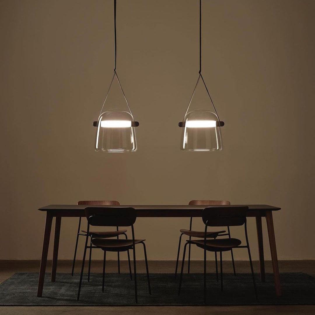 Suspension Mona Minimaliste en Métal et Verre - Éclairage LED Élégant pour Salon et Salle à Manger