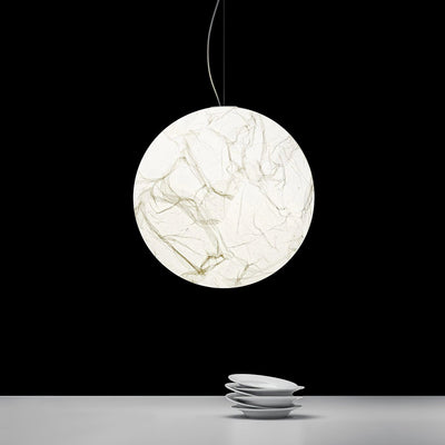 Suspension Mondseide en Soie Naturelle et Métal - Éclairage LED Élégant pour Salon et Chambre