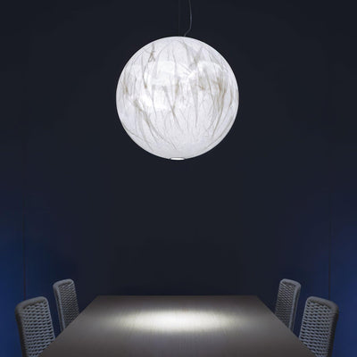 Suspension Mondseide en Soie Naturelle et Métal - Éclairage LED Élégant pour Salon et Chambre
